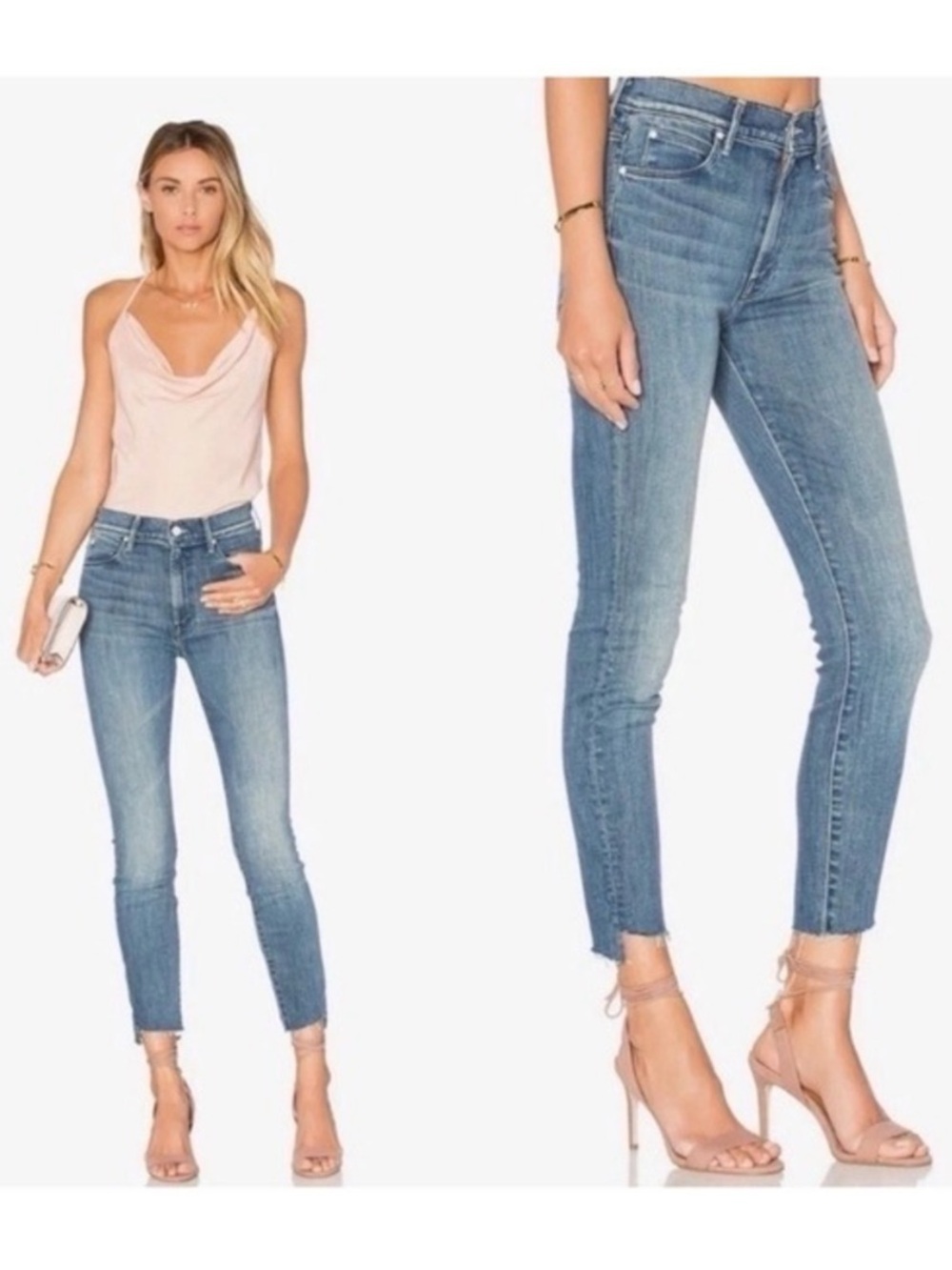 Mother Stunner Zip Ankle Step Fray Jeans Women’s Size 28 Good Girls Do Blue
